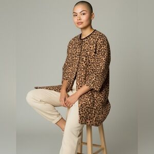 Vtg Cabi #990 Leopard Print Cotton Stretch Jacket Size M Pockets "H" Embroidered